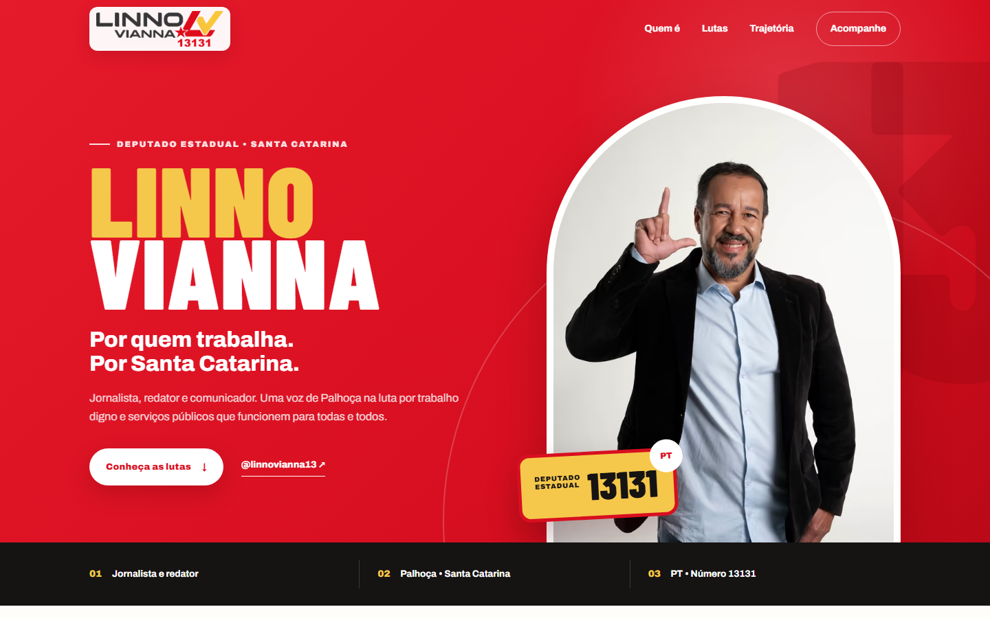 Página inicial do site de Linno Vianna, desenvolvido pela DK Network
